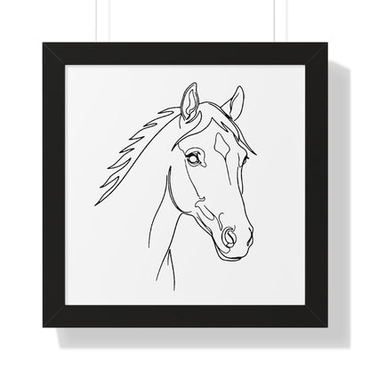 Horse Portrait Sketch - Framed Poster