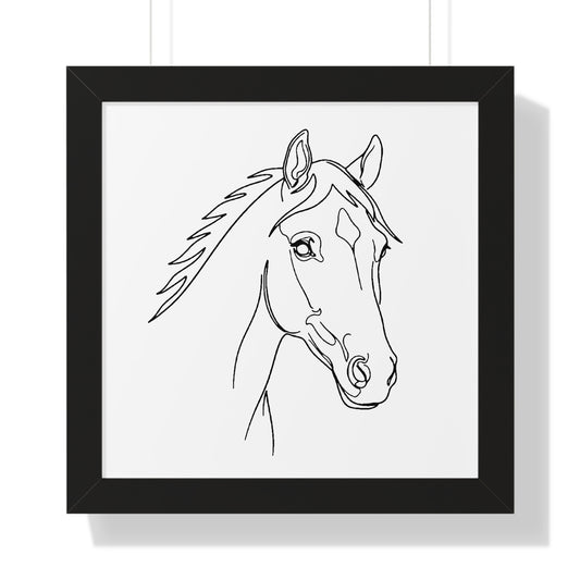 Horse Portrait Sketch - Framed Poster