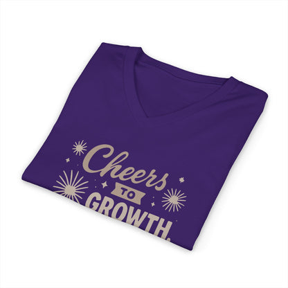 Cheers to Growth, Glow & Goals - V-Neck Tee