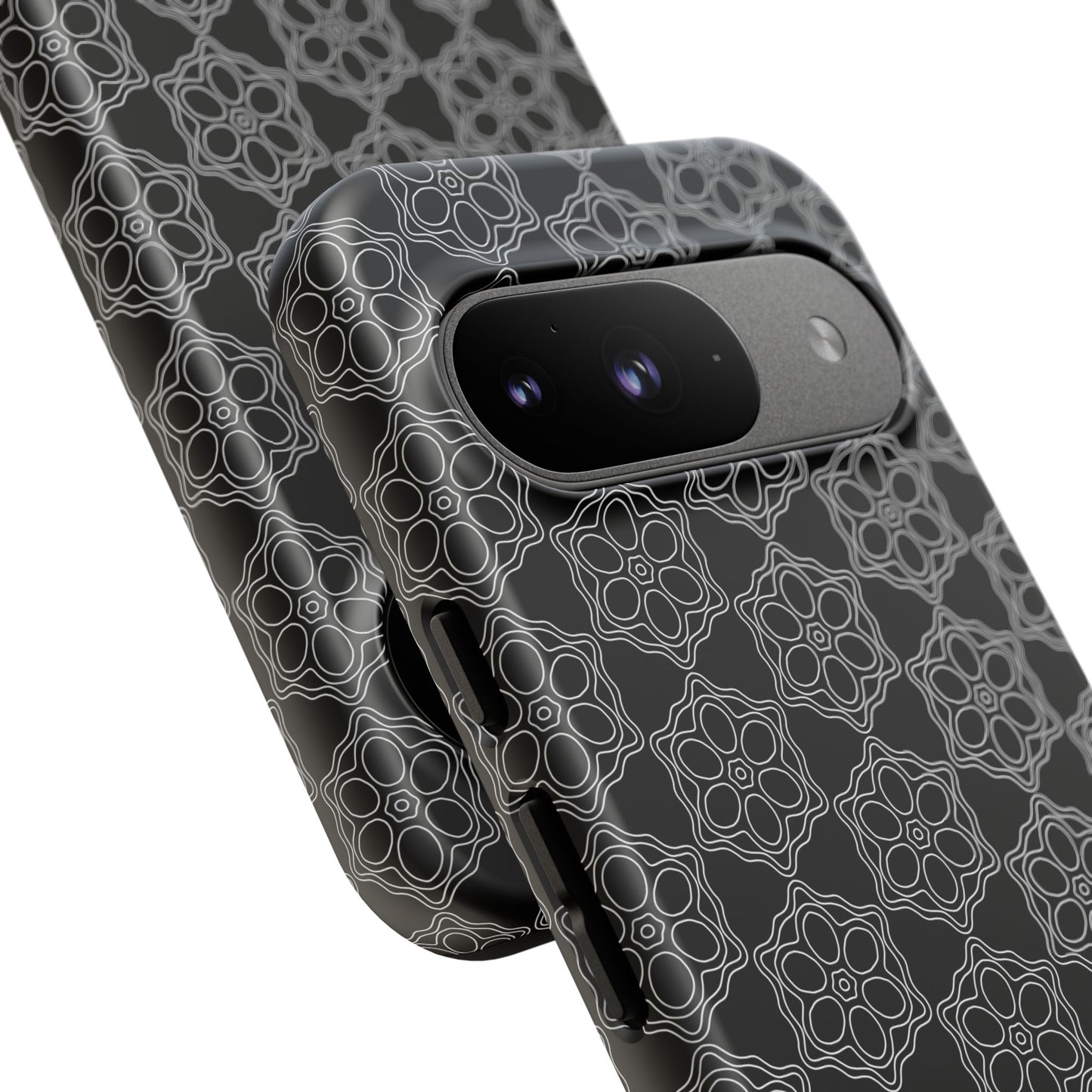 Geometric Pattern Phone Case, Dark Floral Case for Tough Protection, Stylish Smartphone Accessory, Gift for Tech Lovers, Trendy Mobile Cover