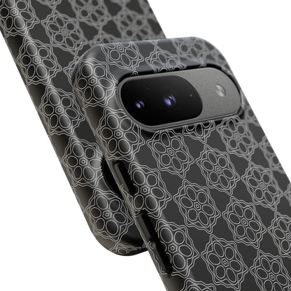 Geometric Pattern Phone Case, Dark Floral Case for Tough Protection, Stylish Smartphone Accessory, Gift for Tech Lovers, Trendy Mobile Cover
