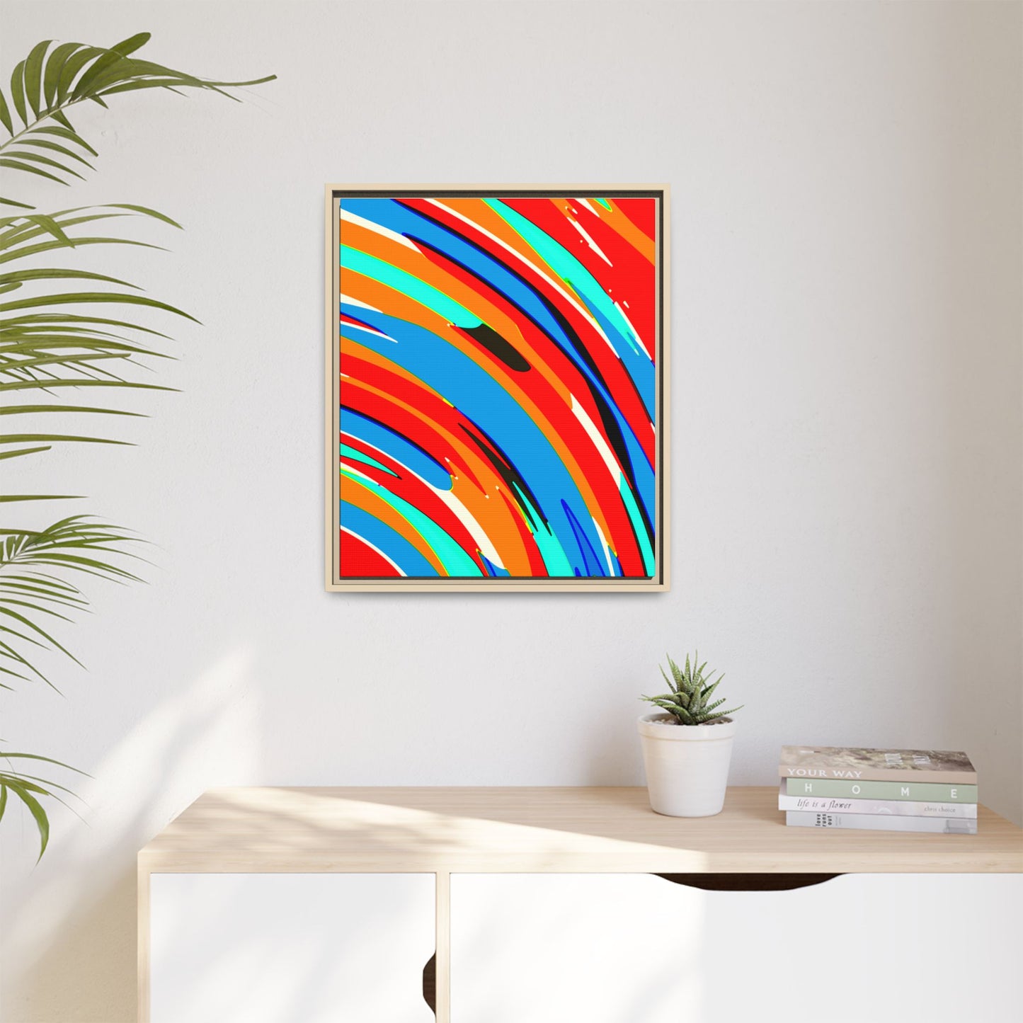 Abstract Rainbow Swirl Arc - Framed Canvas