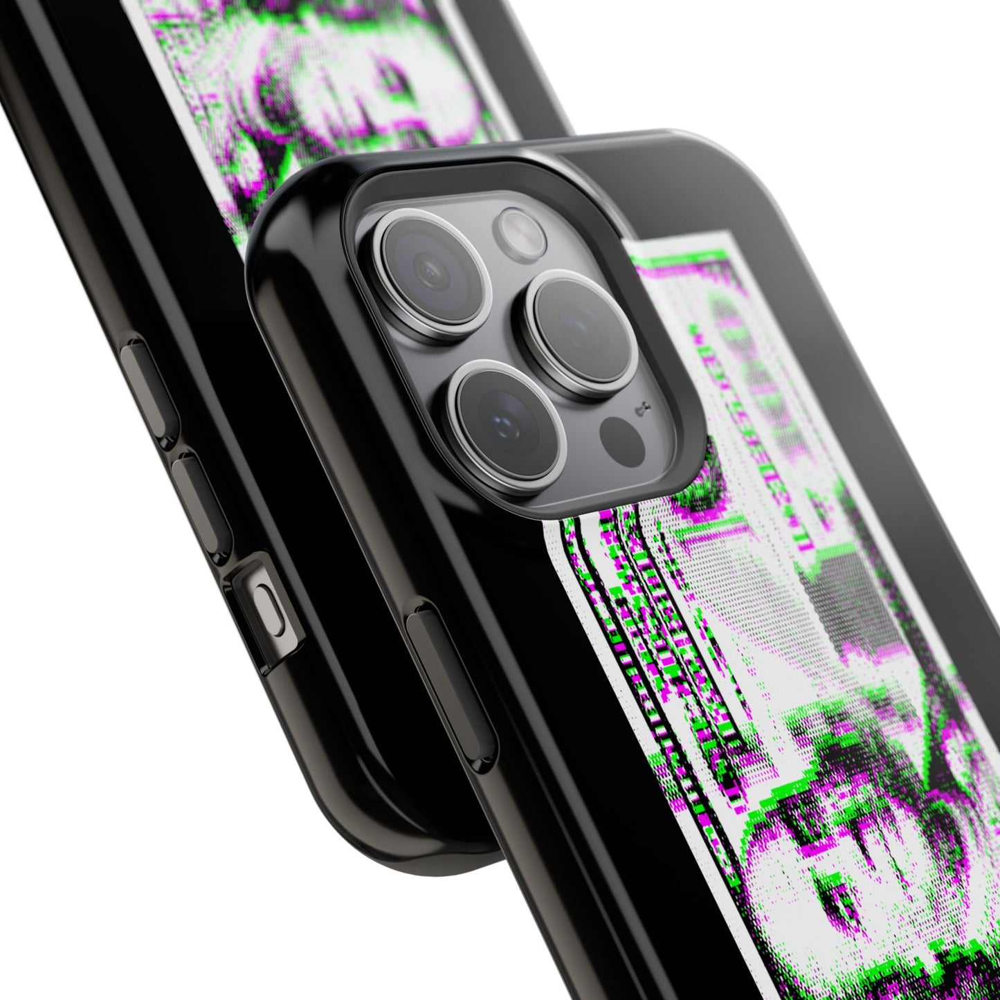 100 Dollars Bill - Green/Magenta Glitch - Magnetic Phone Case