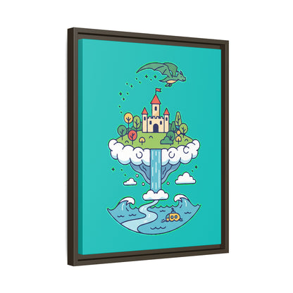 Floating Castle Dragon - Magical Fantasy Island - Framed Canvas