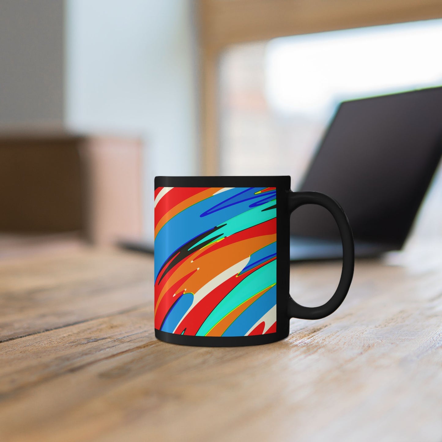 Abstract Rainbow Swirl Arc - Black Mug