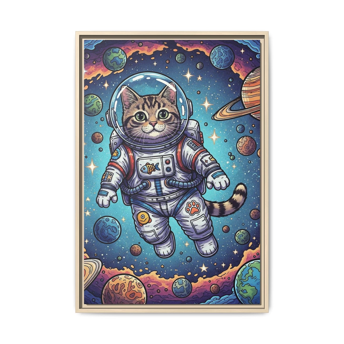 Astronaut Cat - Framed Canvas