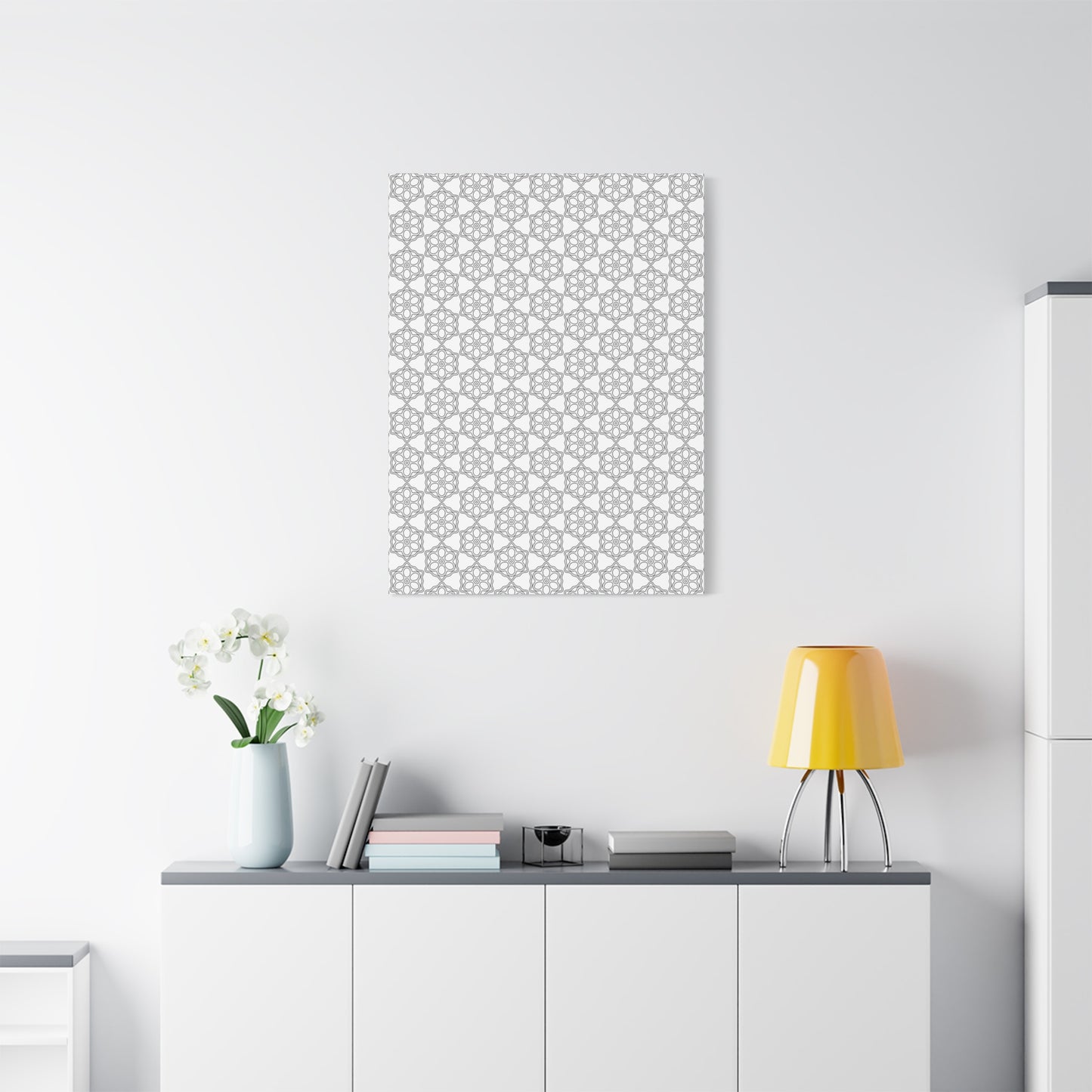 Elegant Geometric Wall Art Canvas, Modern Home Decor, Gray Pattern Stretched Canvas, Minimalist Artwork, Gift for New Home