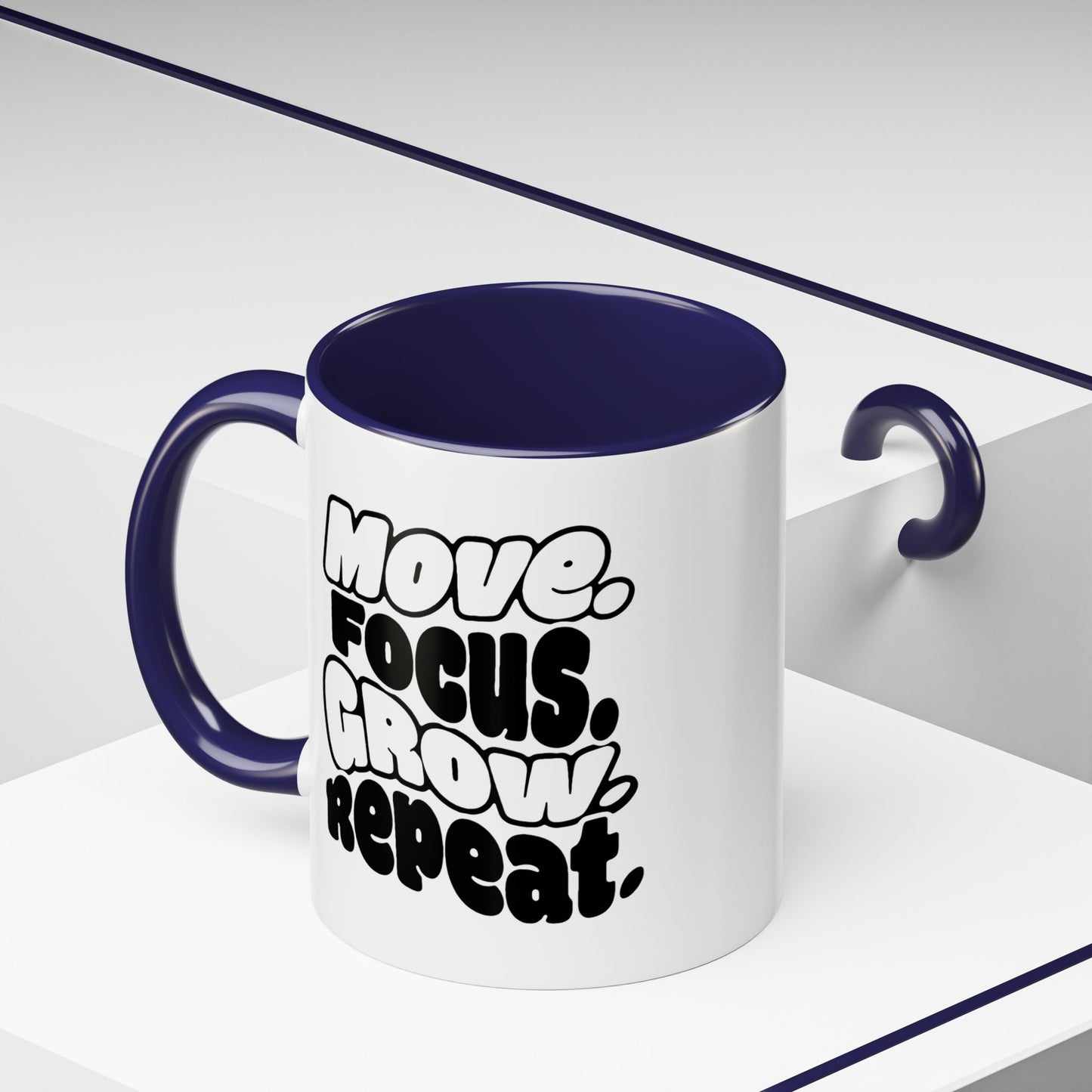 Move. Focus. Grow. Repeat. - Color Accent Mug