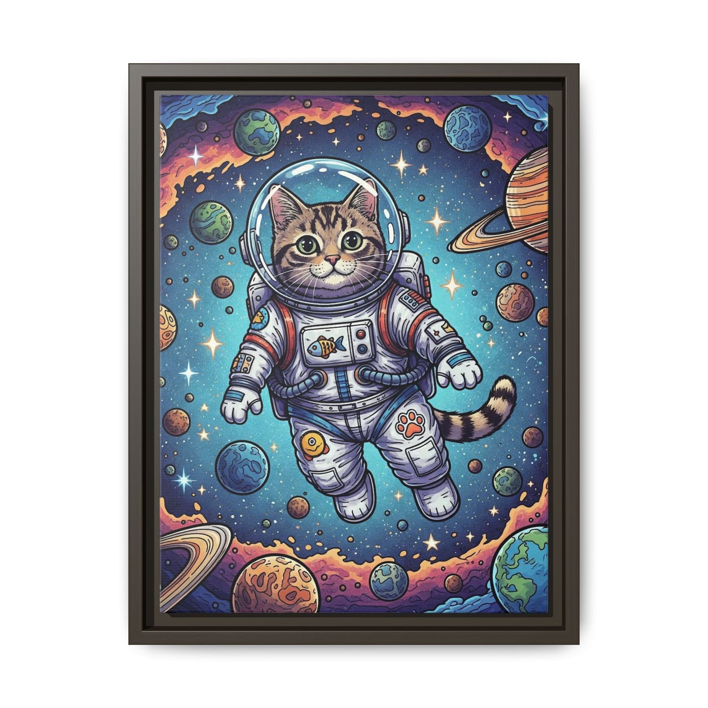 Astronaut Cat - Framed Canvas