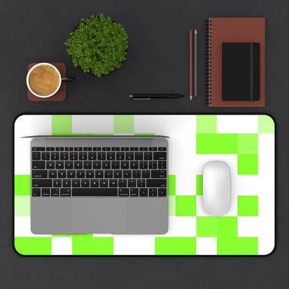 Lime Green Pixel Grid - Desk Mat