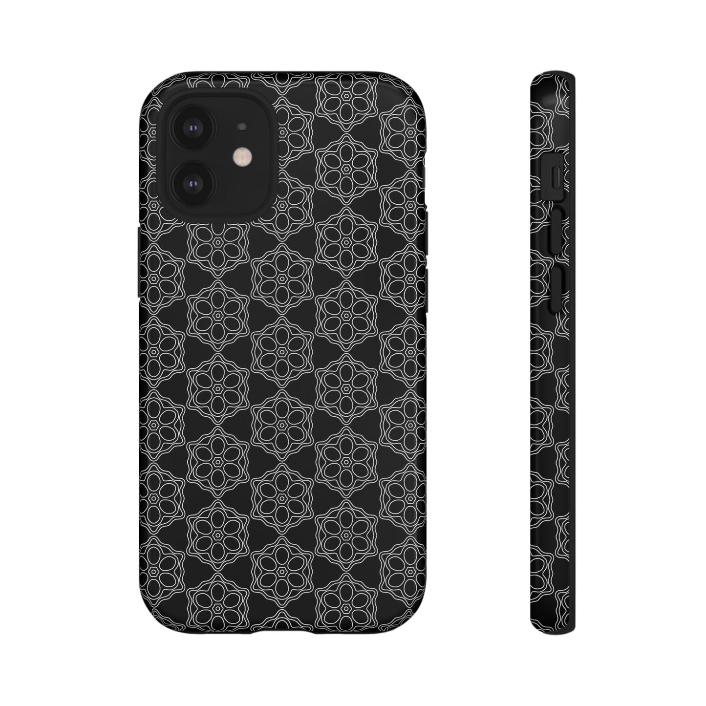 Geometric Pattern Phone Case, Dark Floral Case for Tough Protection, Stylish Smartphone Accessory, Gift for Tech Lovers, Trendy Mobile Cover