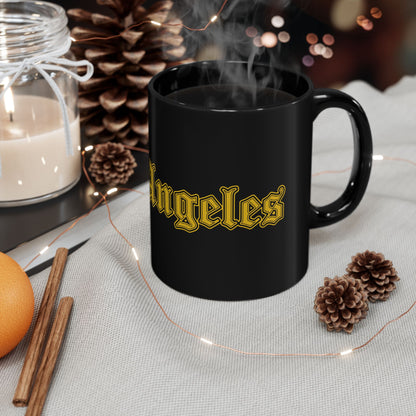 Los Angeles Black Mug - Bold Design, Coffee Lover Gift, Tea Cup, Birthday Present, Urban Home Decor - Golden Edition