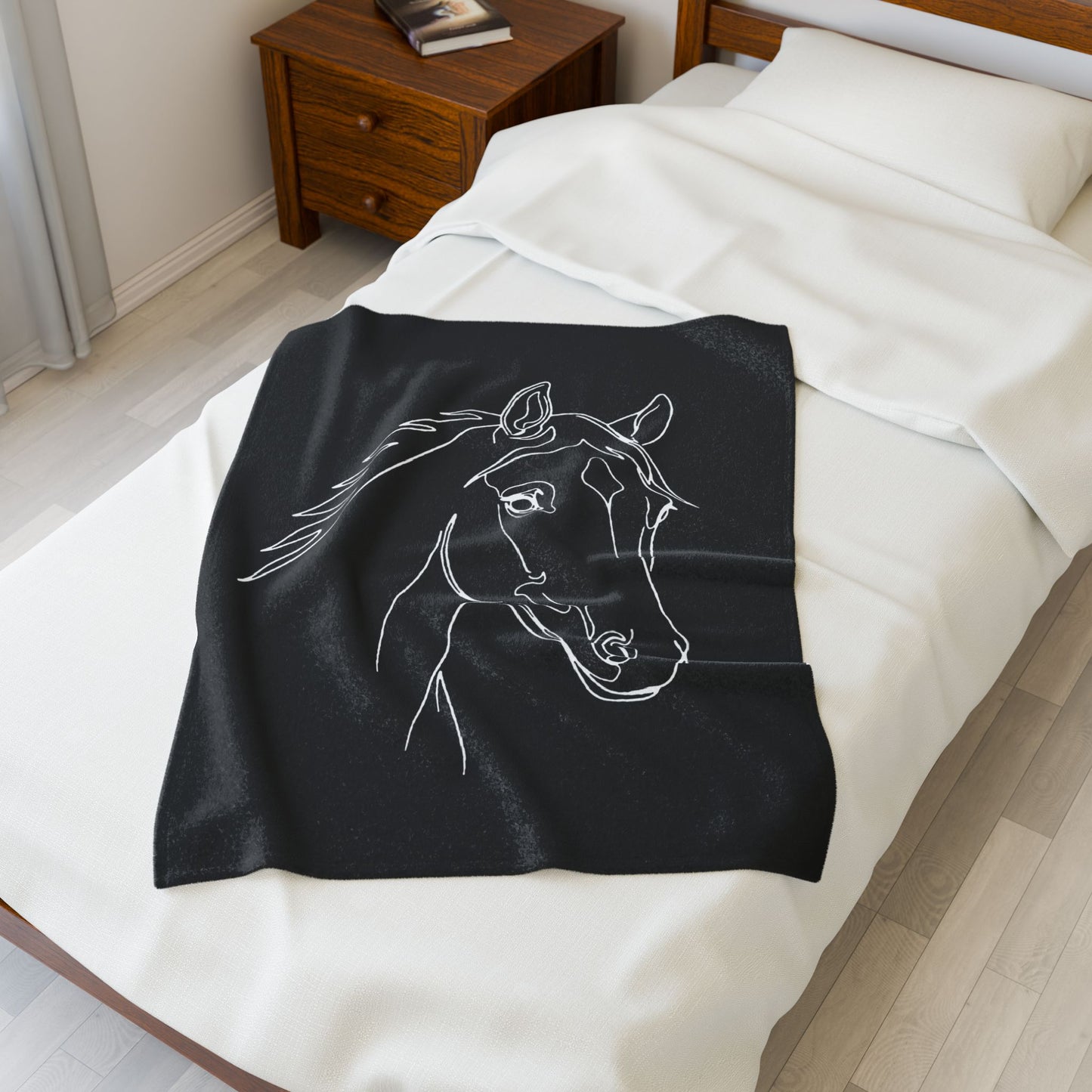 Horse Portrait Sketch - Plush Blanket