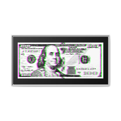 100 Dollars Bill - Green/Magenta Glitch - Framed Canvas
