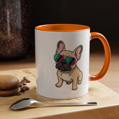 French Bulldog with Sunglasses - Color Accent Mug