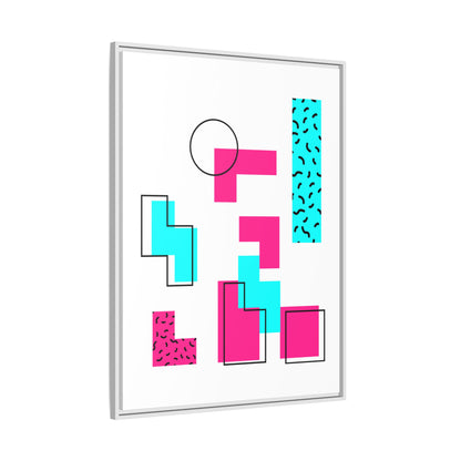 Retro Geometric Vibes - Framed Canvas