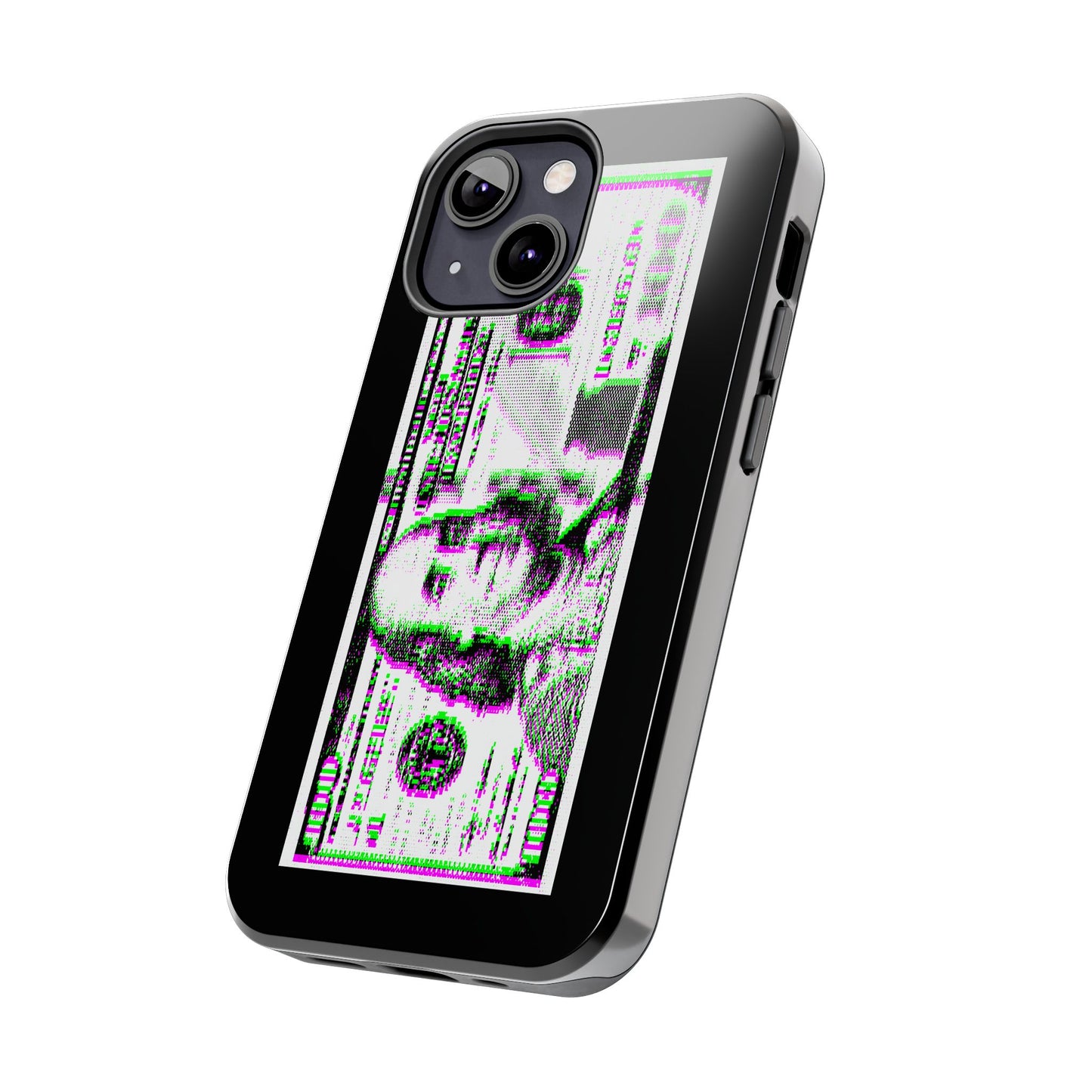 100 Dollars Bill - Green/Magenta Glitch - Phone Case