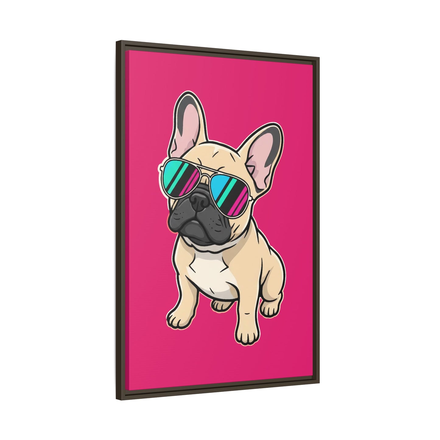 French Bulldog with Sunglasses - Framed Canvas