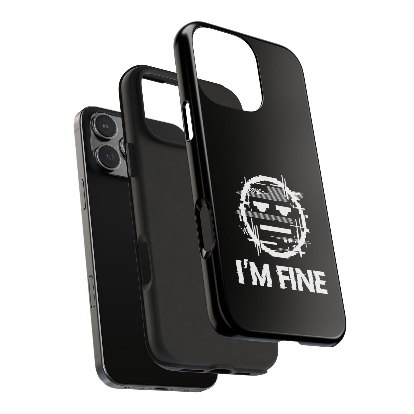 I’m Fine Glitched Smiley - Phone Case