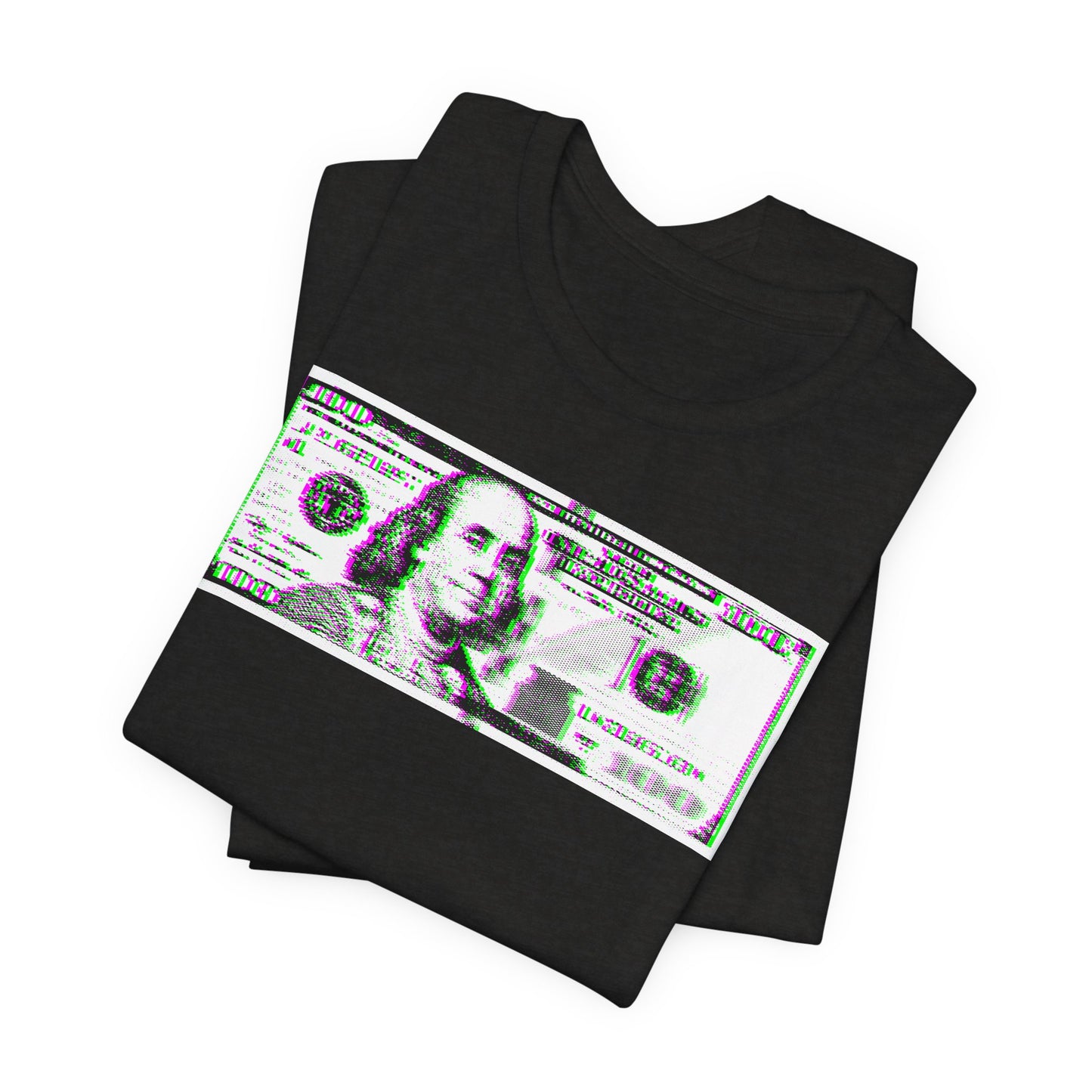 100 Dollars Bill - Green/Magenta Glitch - T-Shirt