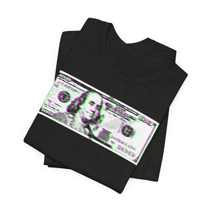 100 Dollars Bill - Green/Magenta Glitch - T-Shirt