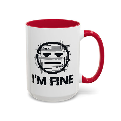 I’m Fine Glitched Smiley - Color Accent Mug