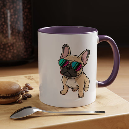 French Bulldog with Sunglasses - Color Accent Mug