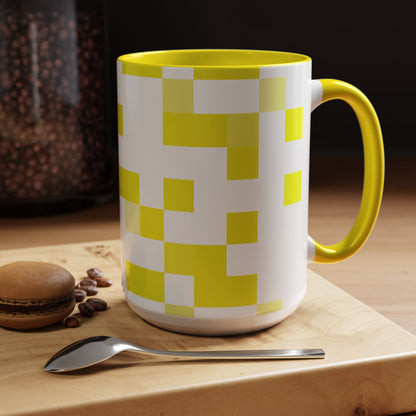 Yellow Pixel Grid - Color Accent Mug