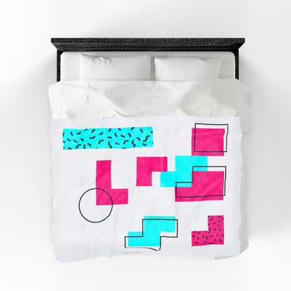 Retro Geometric Vibes - Plush Blanket