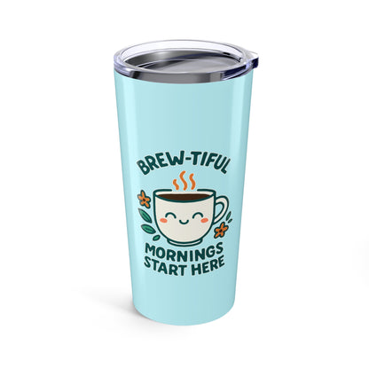 Brew-tiful & Grateful Heart Tumbler 20oz, Motivational Travel Mug, Gift for Friends, Self-Care Reminder, Inspiring Drinkware, Everyday Cup