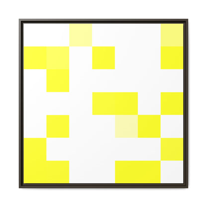 Yellow Pixel Grid - Framed Canvas