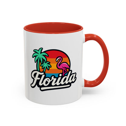 Florida Sunset Palm - Color Accent Mug
