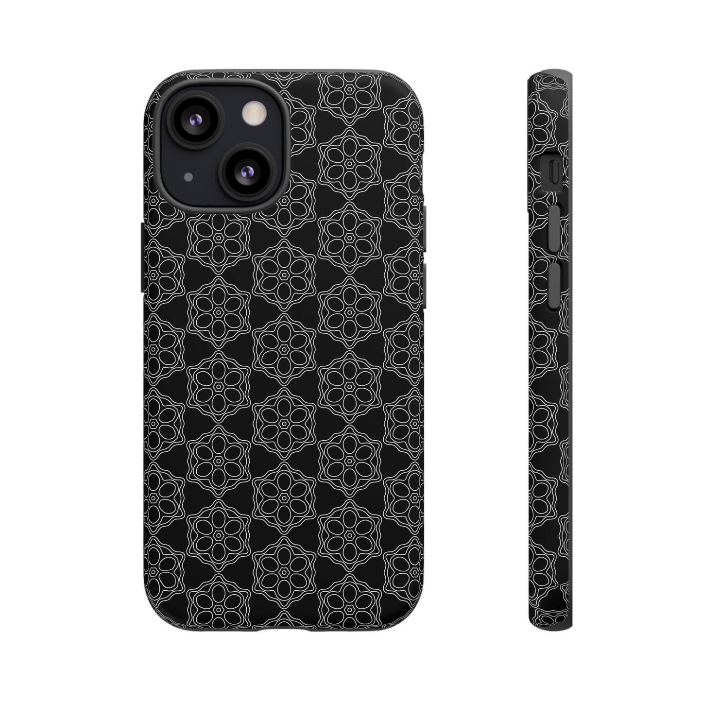 Geometric Pattern Phone Case, Dark Floral Case for Tough Protection, Stylish Smartphone Accessory, Gift for Tech Lovers, Trendy Mobile Cover