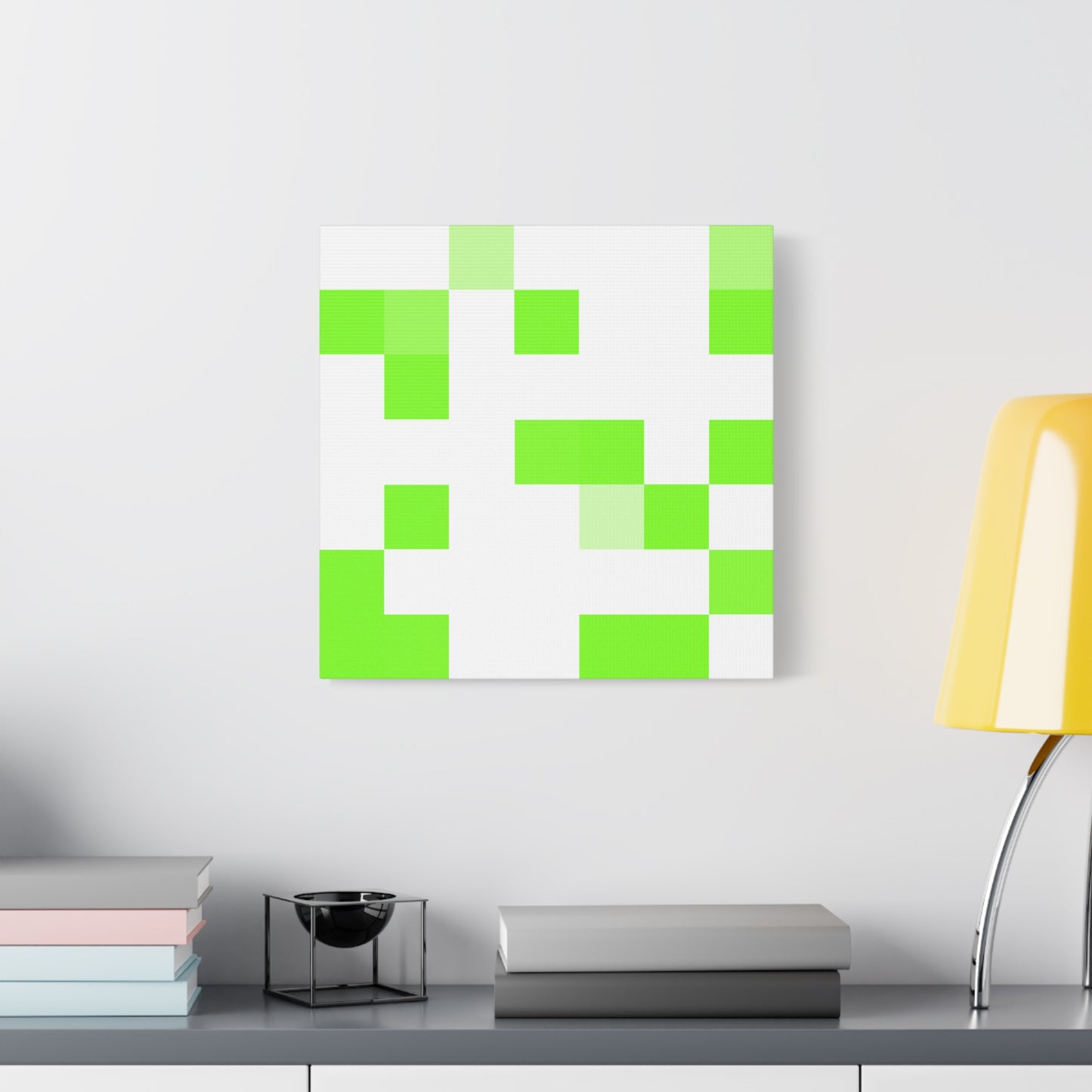 Lime Green Pixel Grid - Canvas