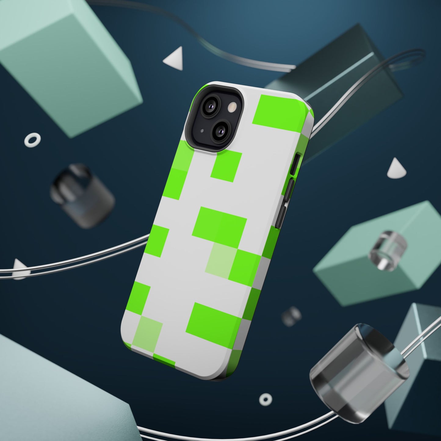 Lime Green Pixel Grid - Magnetic Phone Case