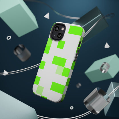 Lime Green Pixel Grid - Magnetic Phone Case