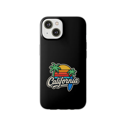 California Sunset Flexi Case, Tropical Phone Cover, Summer Vibe Accessory, Surfer Gift, Personalized Mobile Case