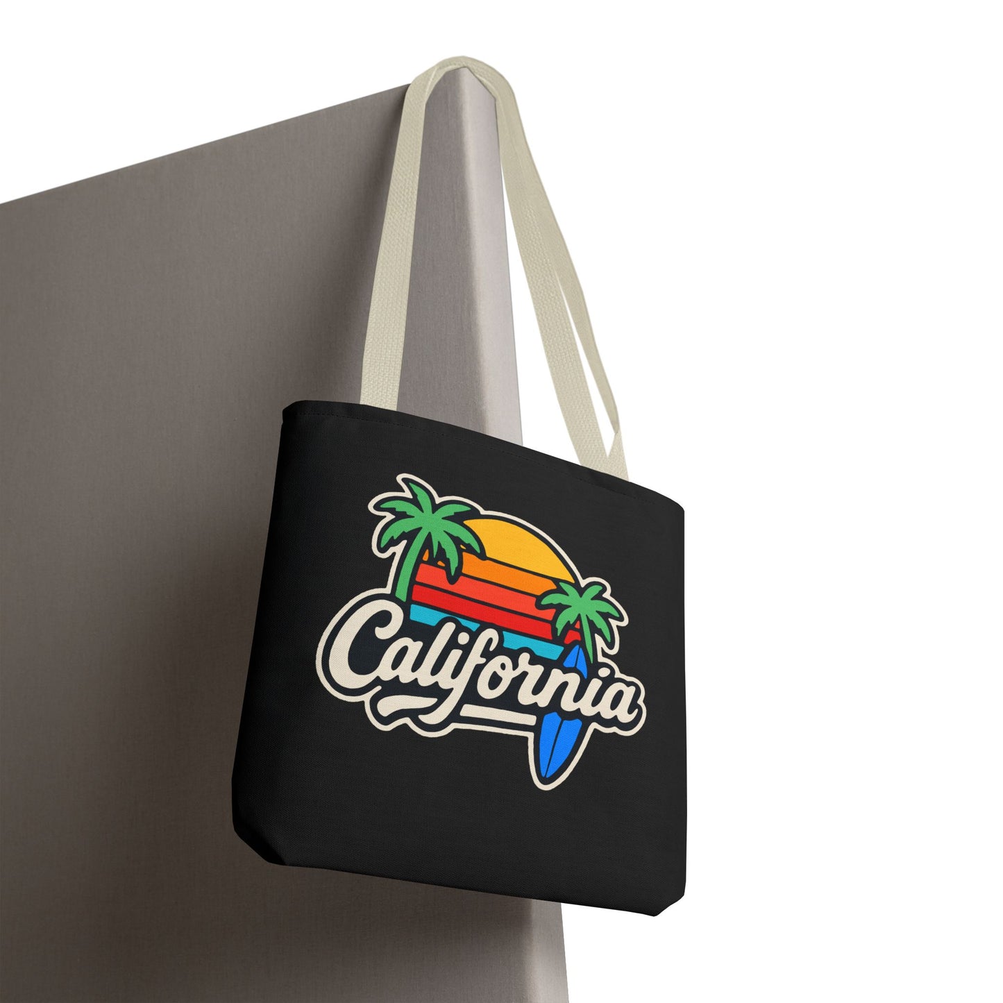 California Retro Tote Bag - Beach Vibes, Summer Accessory, Travel Bag, Gift for Friends, Eco-Friendly Shopping
