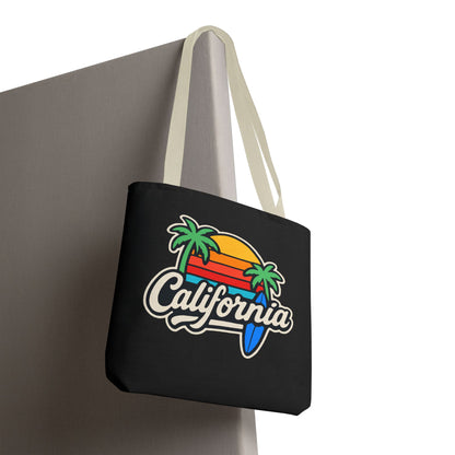 California Retro Tote Bag - Beach Vibes, Summer Accessory, Travel Bag, Gift for Friends, Eco-Friendly Shopping