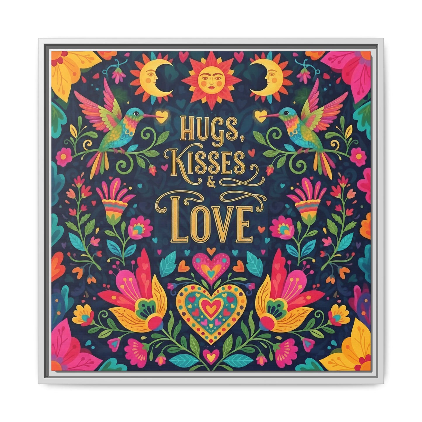 Hugs, Kisses & Love - Framed Canvas