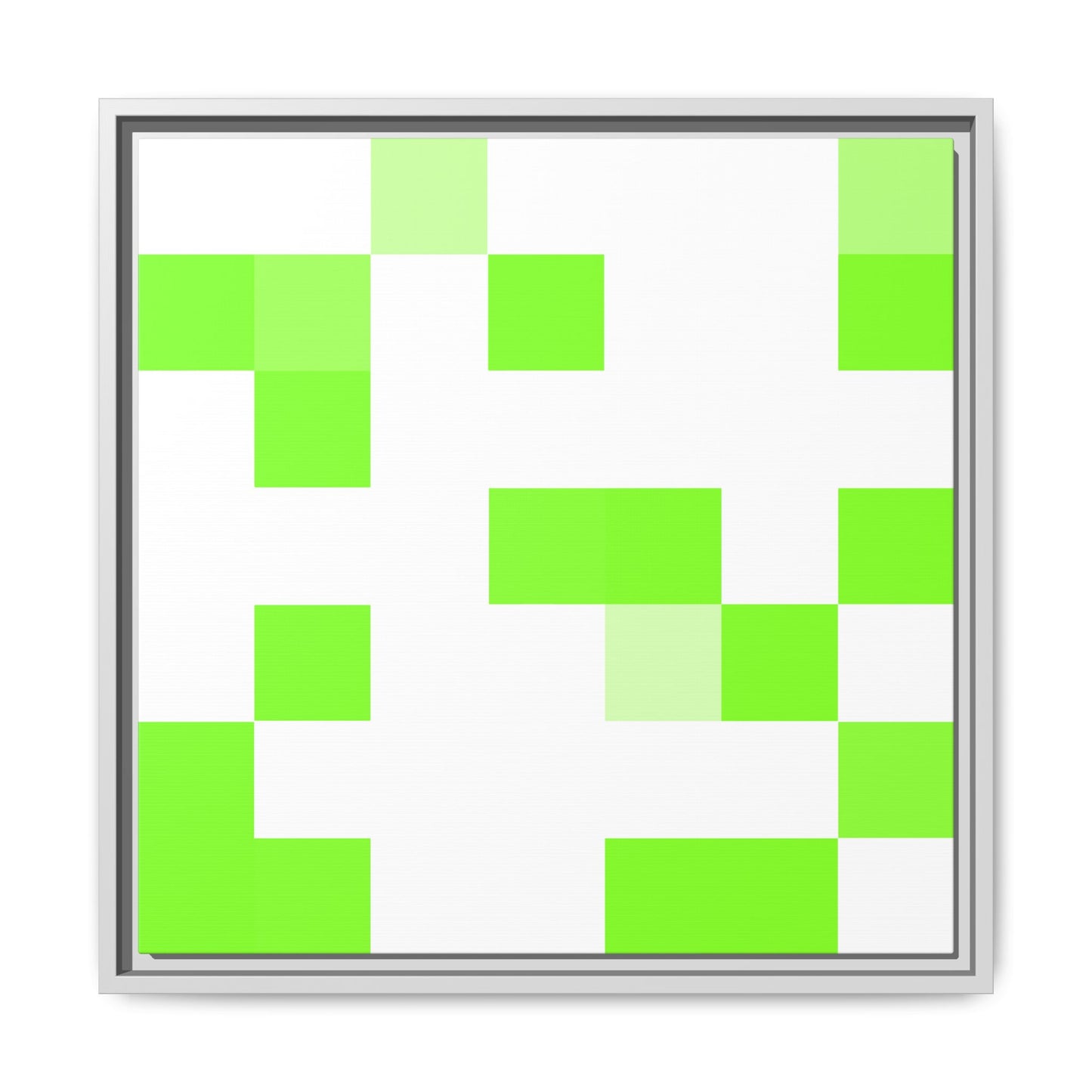 Lime Green Pixel Grid - Framed Canvas