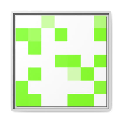 Lime Green Pixel Grid - Framed Canvas