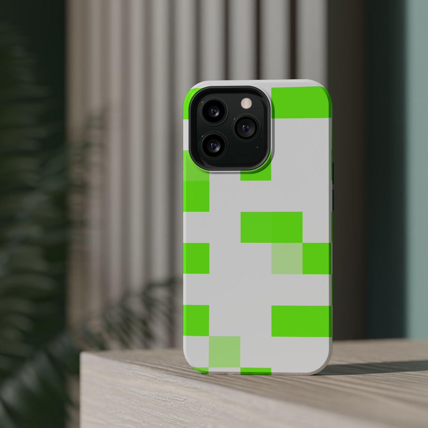 Lime Green Pixel Grid - Magnetic Phone Case