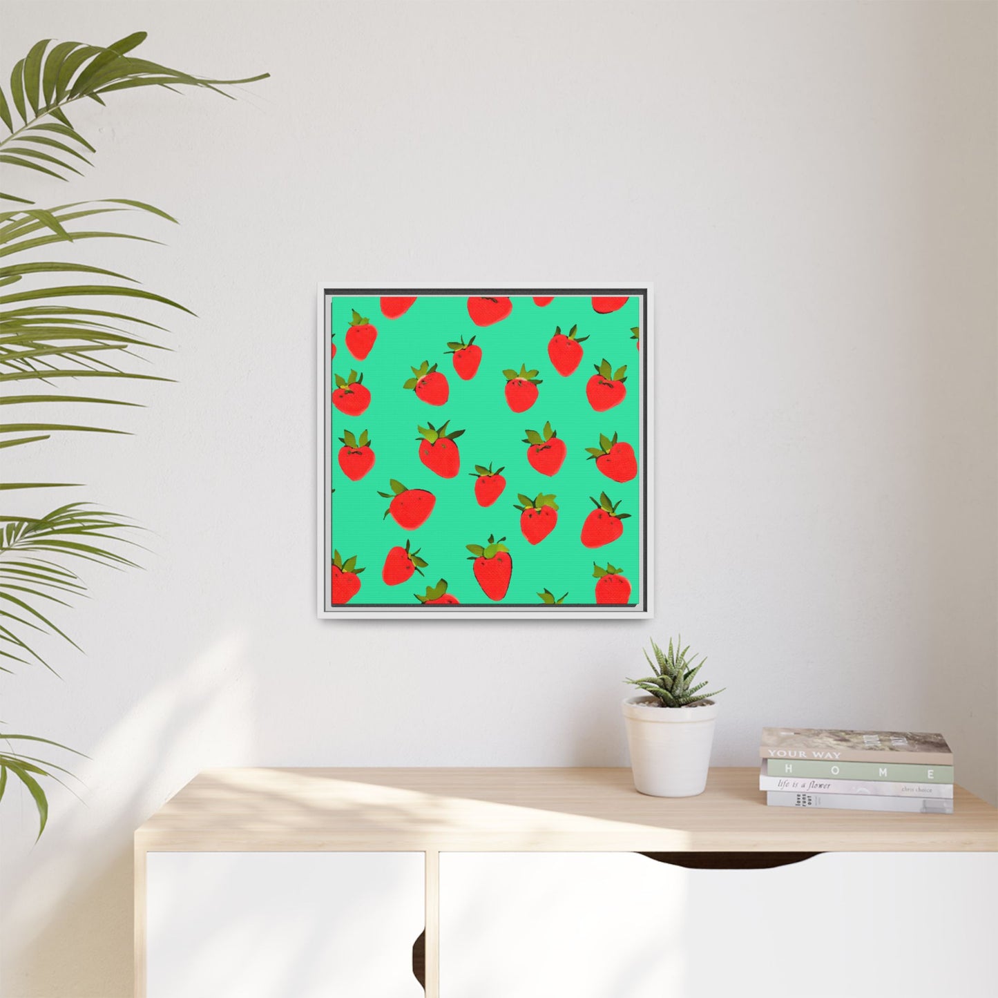 Strawberry Pattern - Framed Canvas