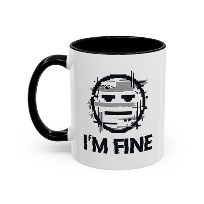 I’m Fine Glitched Smiley - Color Accent Mug