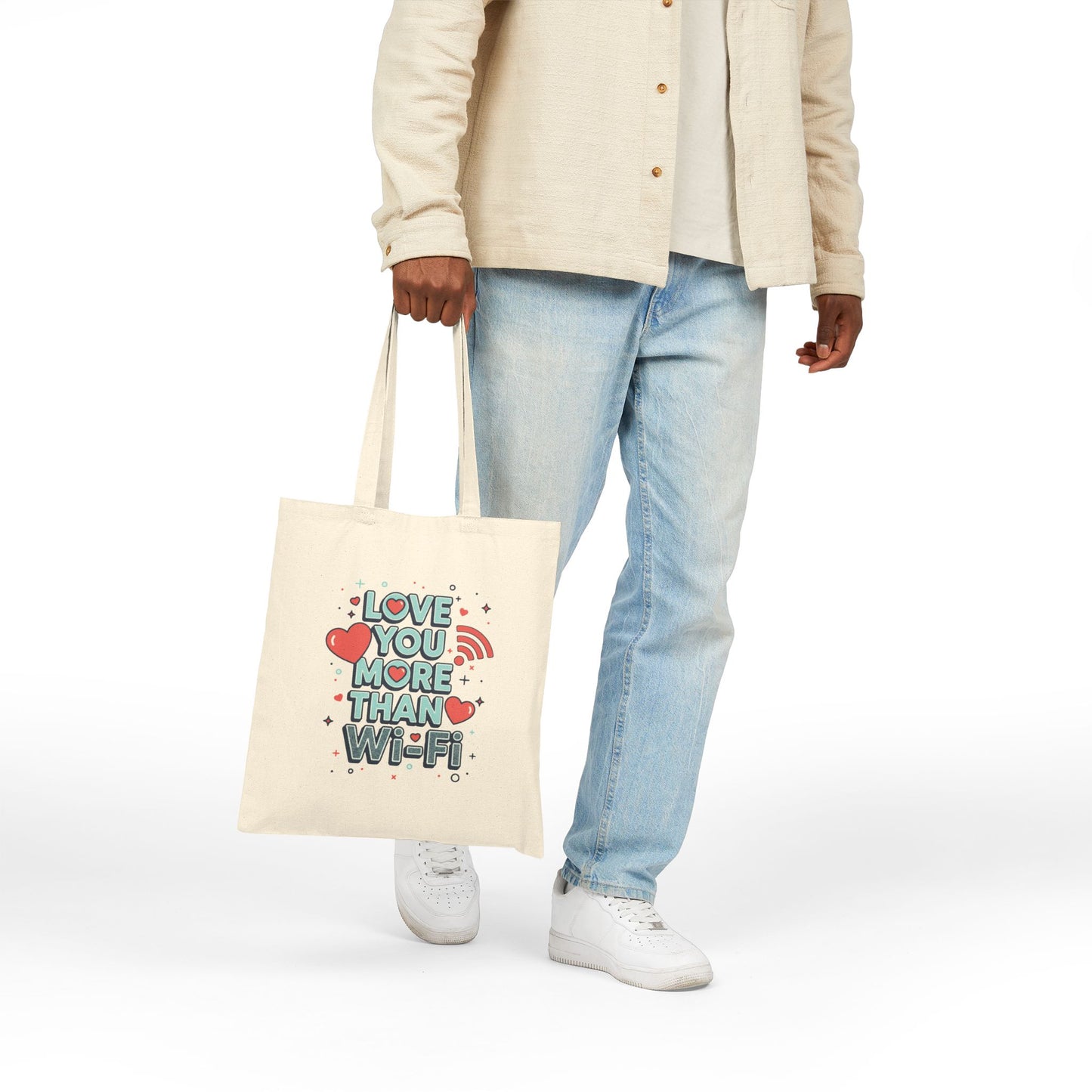 Love You More Than Wi‑Fi - Canvas Tote Bag