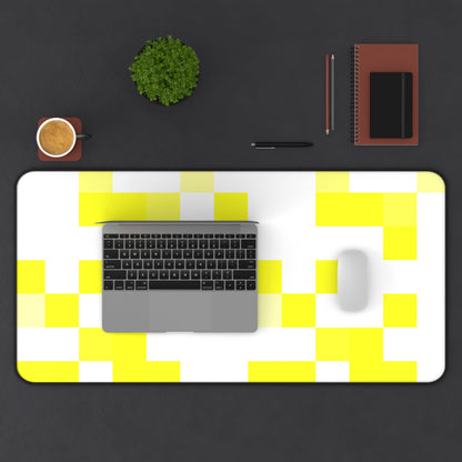 Yellow Pixel Grid - Desk Mat