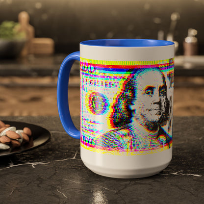 100 Dollars Bill - Neon Color Explosion - Color Accent Mug