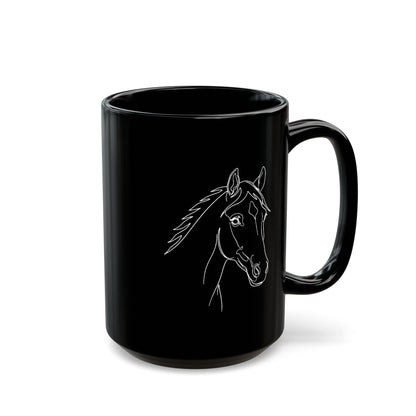 Horse Portrait Sketch - Black Mug