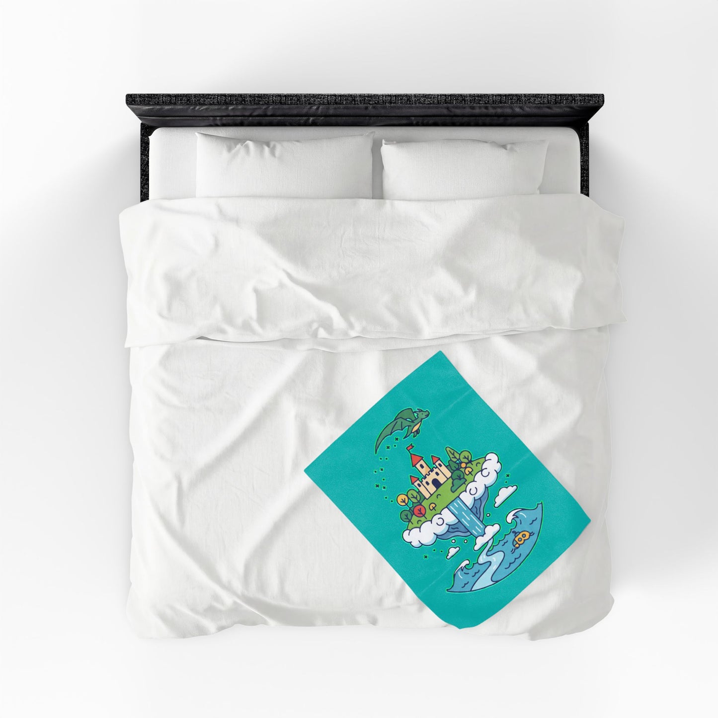 Floating Castle Dragon - Magical Fantasy Island - Plush Blanket